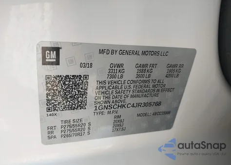 2018 Chevrolet Suburban Lt from USA, damaged, VIN 1GNSCHKC4JR305768